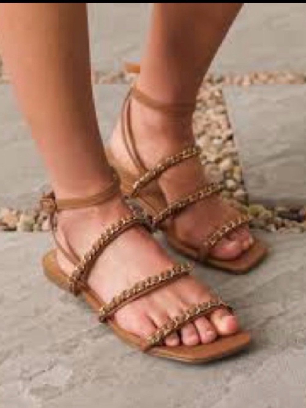 Soda Tan Braided-Strap Ankle-Tie Gladiator Sandals